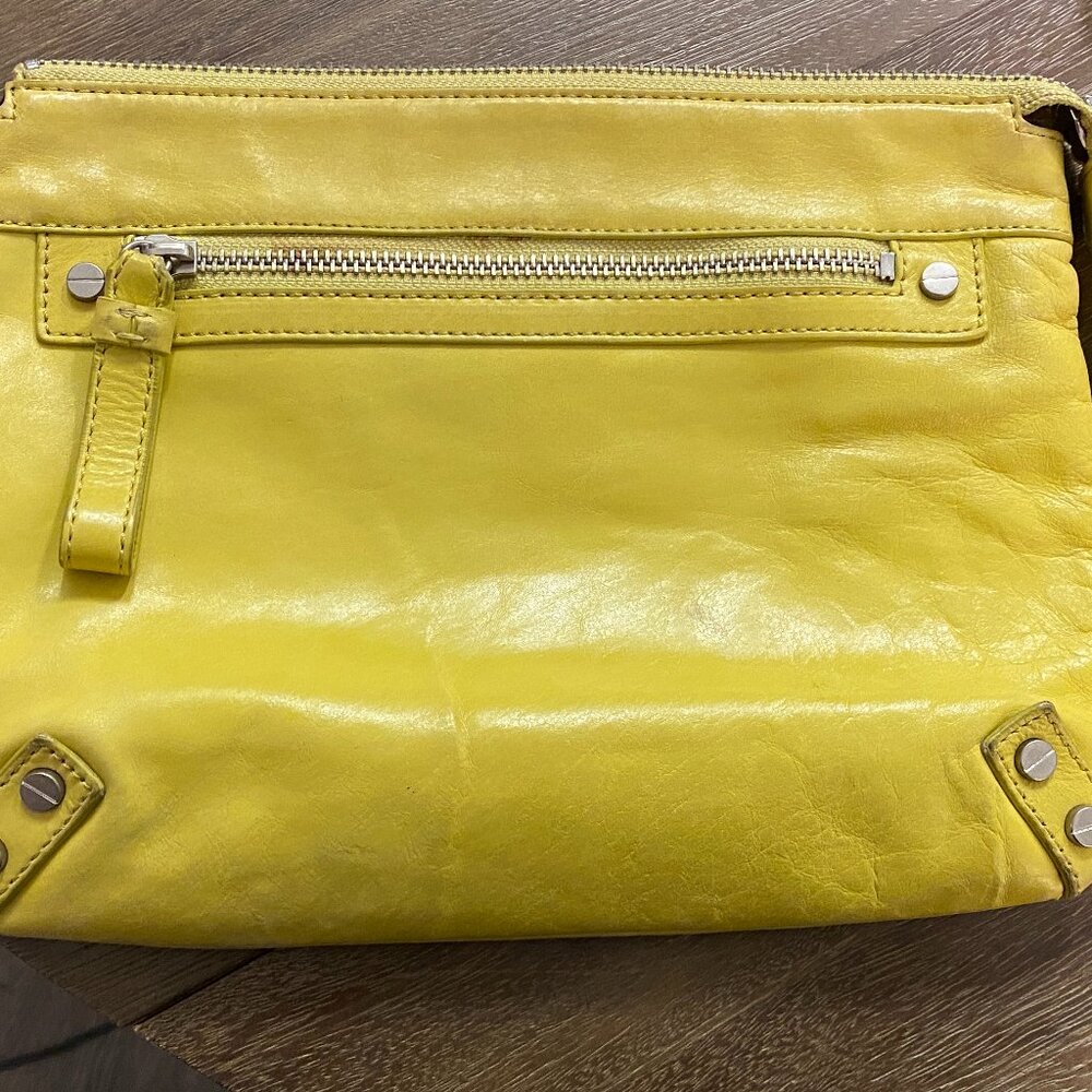 Club Monaco Yellow Buttery Soft Leather Clutch Purse Pouch Bag